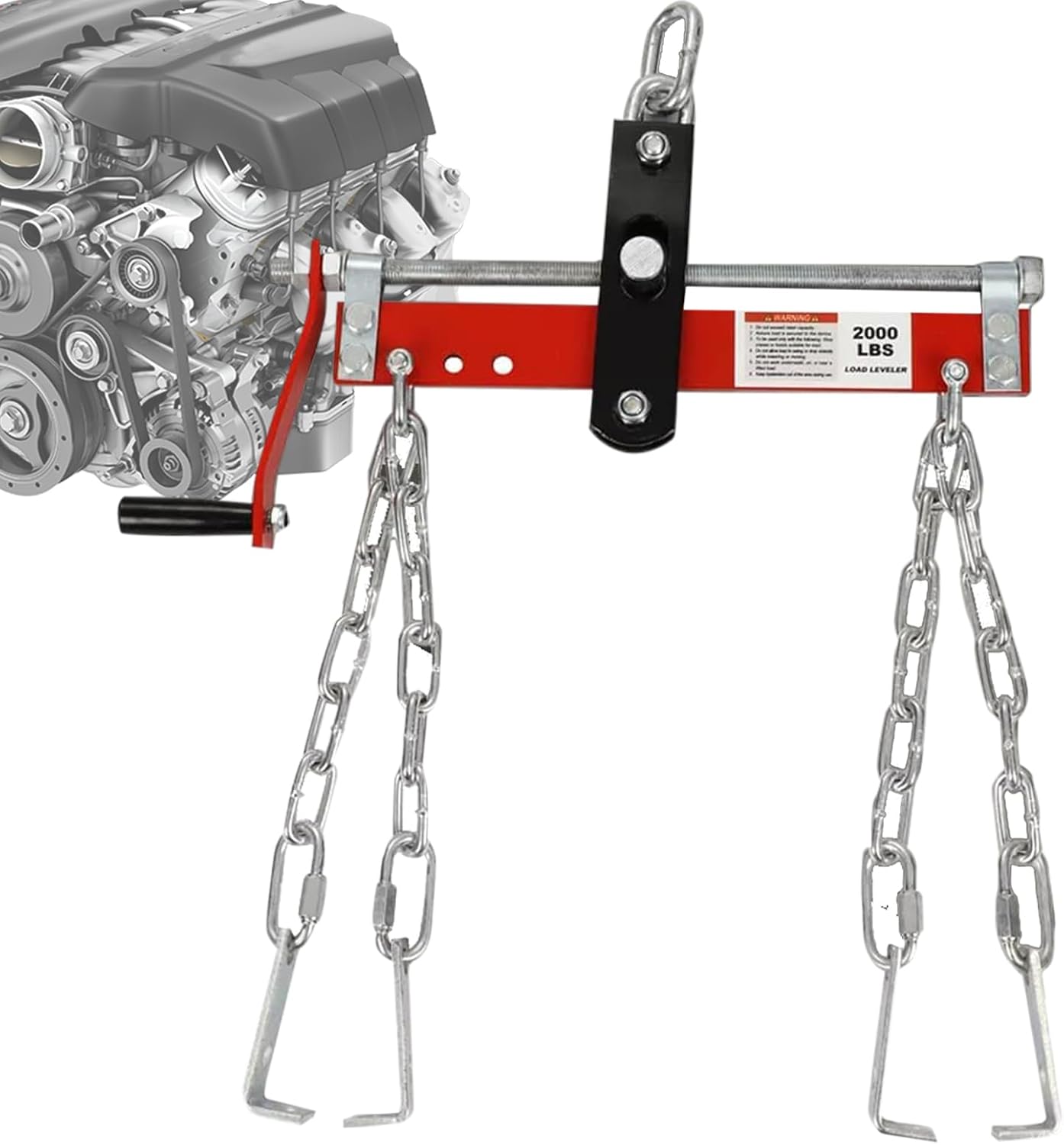 Engine Leveler for Hoist - Adjustable Shop Crane Cherry Picker Leveler | 0.9 Ton Engine Load Levelers with Crank Handle for Engines Lifting, Automotive Shop Crane Accessory