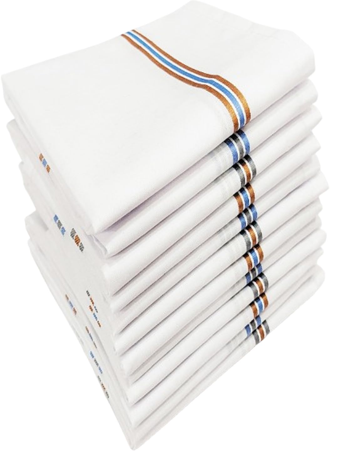 styfun Men's Premium 100% Pure Cotton Handkerchief White Colored Border Line Hanky-picture-12