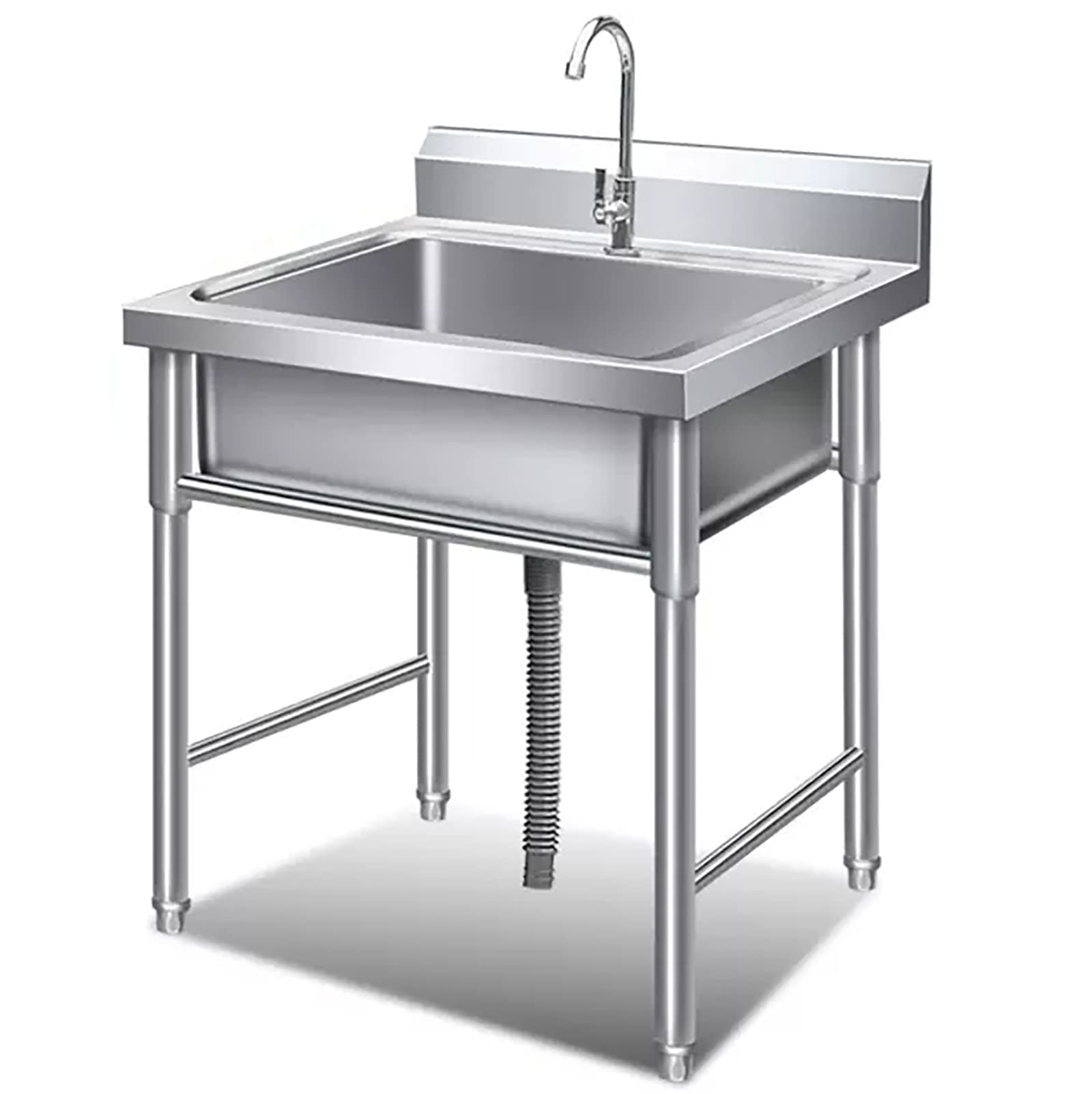Évier utilitaire en acier inoxydable avec robinet pour buanderie et cuisine