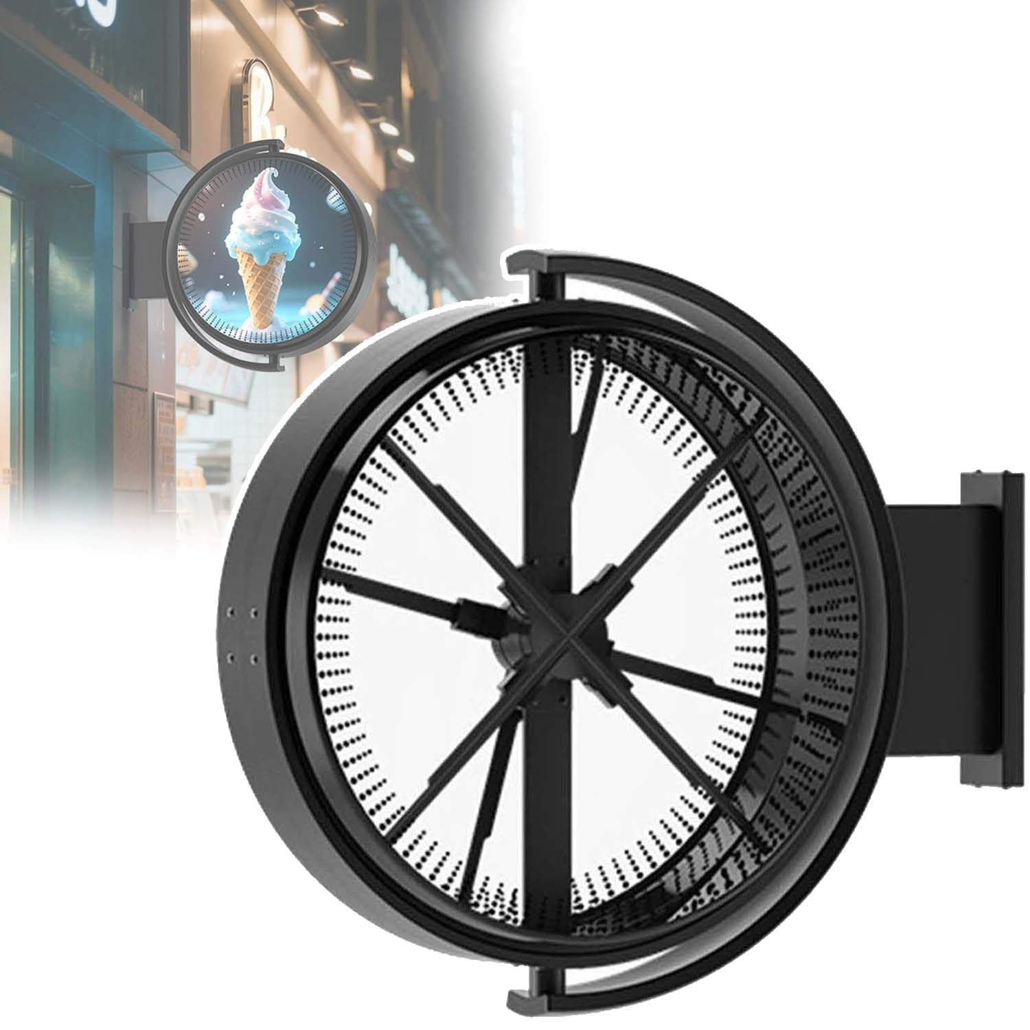 KJZQXYX Double-Sided 3D Holographic LED Light Box for Outdoor Advertising - Rotating Display with Custom Images & Videos for Restaurants, Theaters, and Retail (70CM)