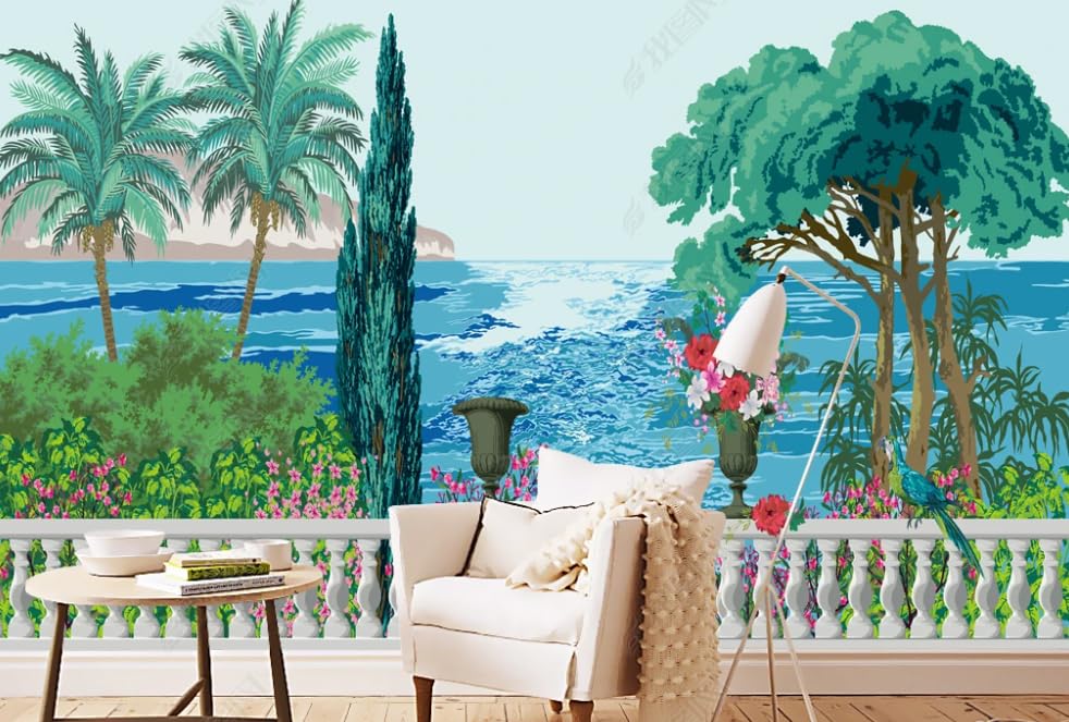 Papier peint intissé cocotier 450x315 cm, grand poster mural salon