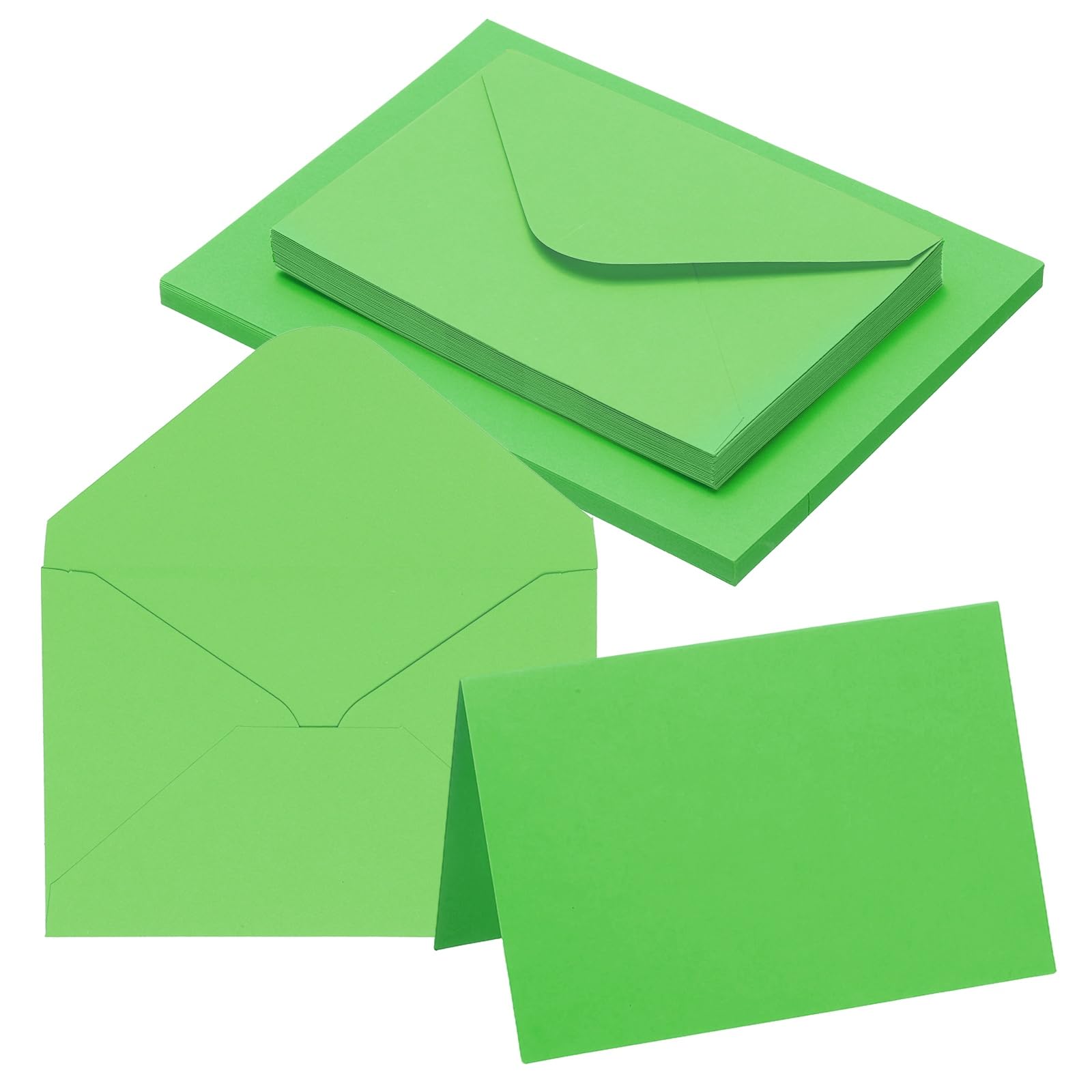 PATIKIL 10x15cm Blank Greeting Card and Envelopes, 20Sets Half Fold Note Cards and Envelope Folded Right Angles Cardstock Greeting Card for Wedding Birthday Party Invitations, Bright Green