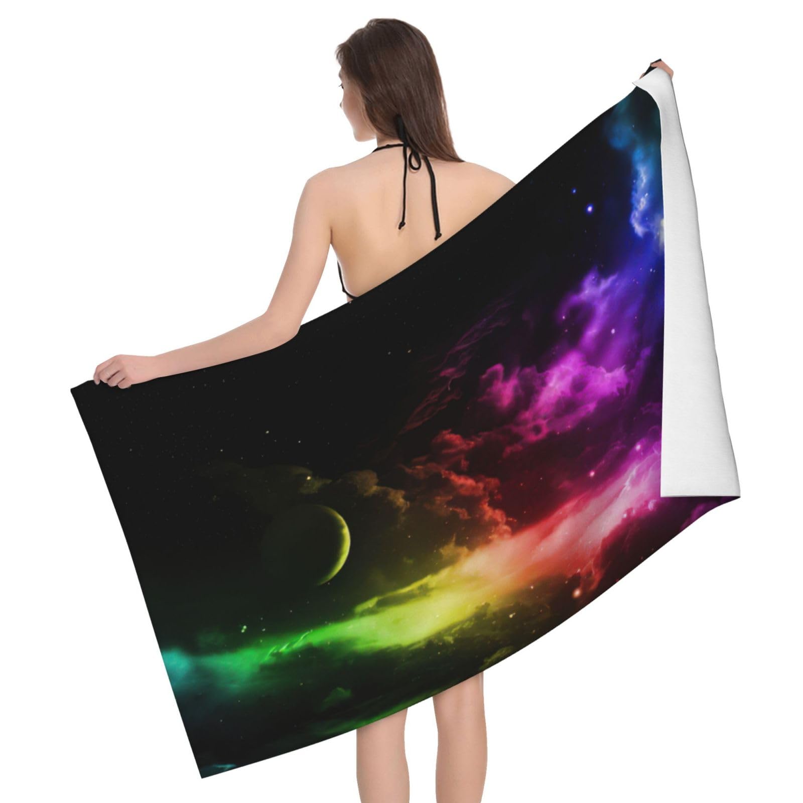Serviette microfibre lune et ciel arc-en-ciel pour voyage