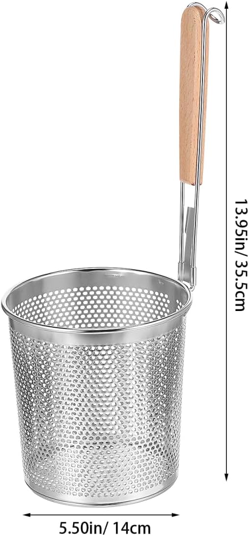 SHOWERORO Fine Mesh Wire Strainer Spoon 13.97In Kitchen Colander for Noodles Pasta Vegetables Oil Draining and Cooking