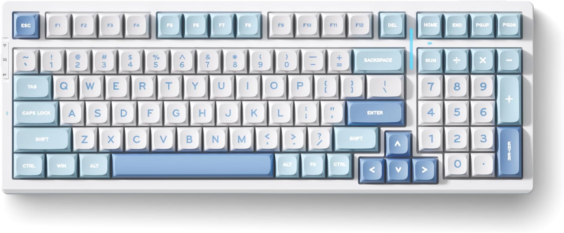 MCHOSE G98 PRO Wireless Gaming Keyboard, Tri-Mode Connection Mechanical Keyboard, Hot Swappable Custom Gasket Structure, Pre-lubed Linear Switches, Double Shot PBT Keycaps, RGB LED Backlit, Blue&White