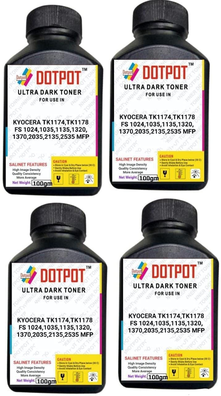 Dotpot TK1178 Toner Powder Bottle for KYOCERA ECOSYS M2040dn, M2540dn, M2540dw, M2640idw, FS-1110, FS-1024, FS-1024MFP, FS-1124, FS-1124MFP Printer Pack 4 (B095CJ7SCH) Amazon Price History, Amazon Price Tracker