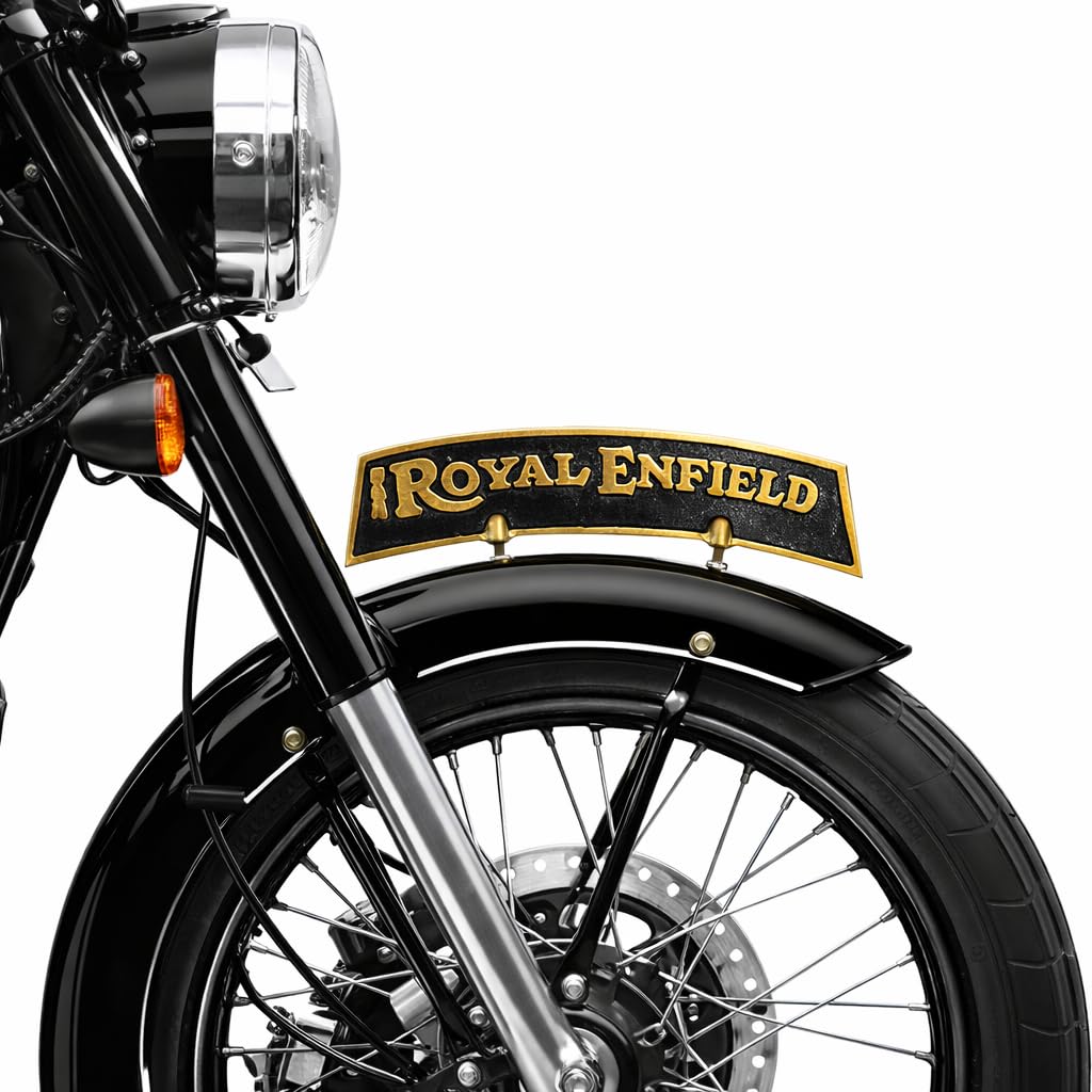 JUMBUCK Front Fender Number Plate - Pure Brass Motorcycle Accessory | Black Logo & Mudguard Guard for Classic, Bullet 350, 500 Pack Of 1-image-39