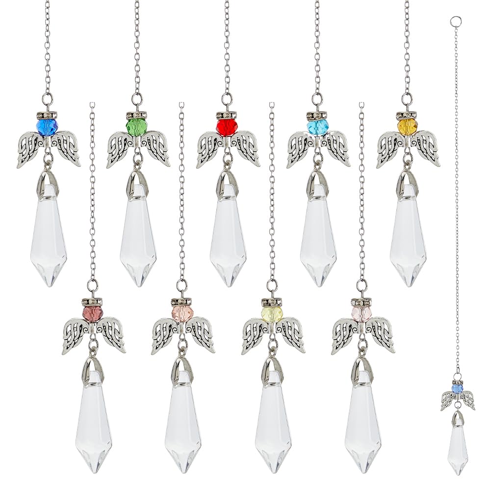 SUPERFINDINGS 10Pcs Guardian Angel Suncatcher Rainbow Prisms Sun Catchers 12.24Inch Glass Sun Catchers Prisms Rainbow Maker Guardian Angel Christmas Ornaments