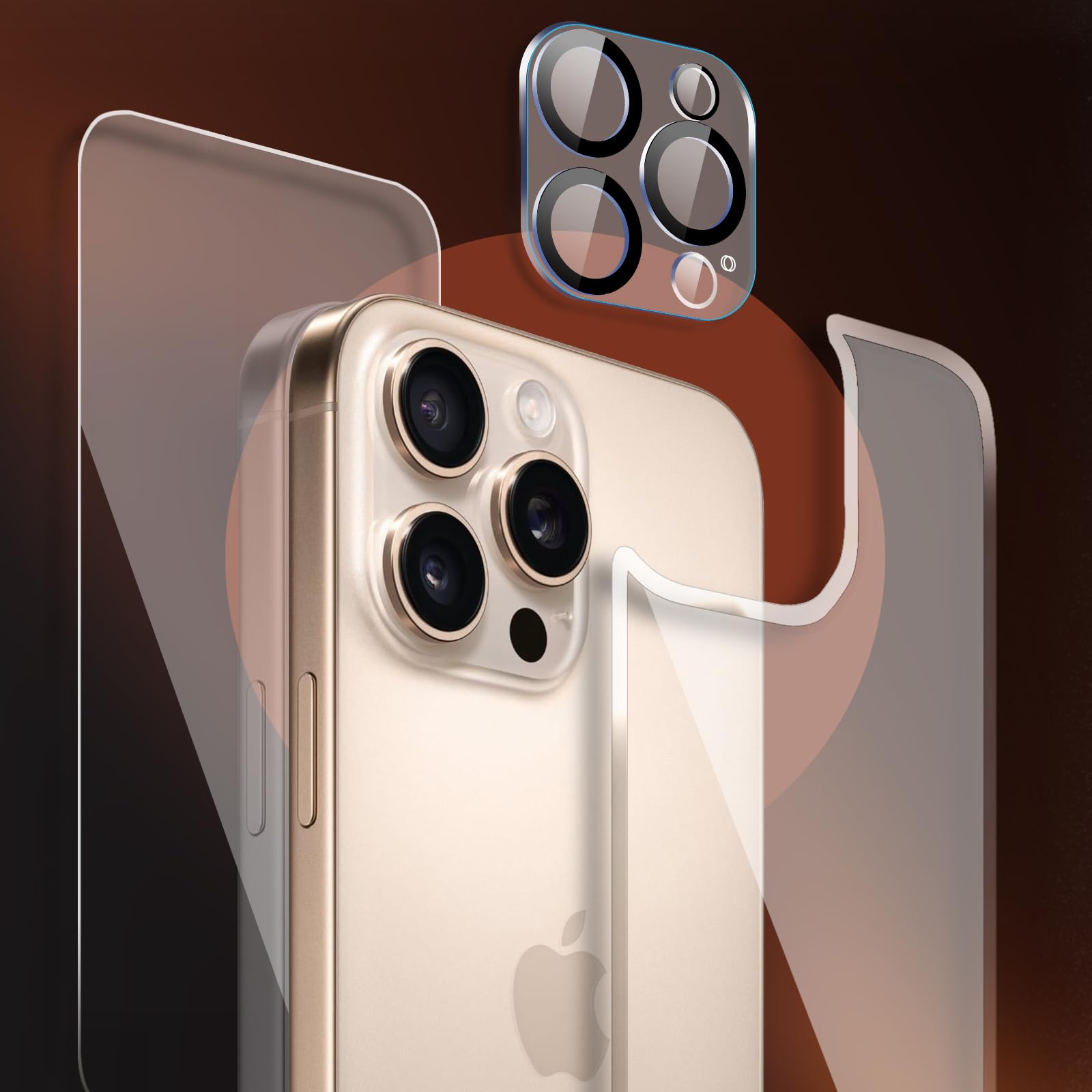 Malphiace for iPhone 16 Pro Max Front and Back Screen Protector, iPhone 16 Pro Max Camera Lens Protector (1+1+1Pack) Front & Back Screen Protector