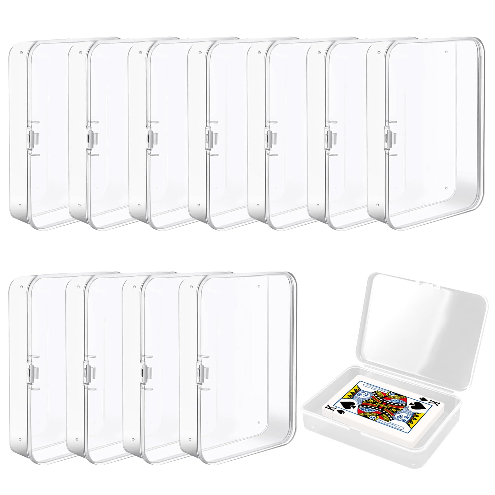12 sztuk etui na karty do gry, przezroczyste, puste pudełko na karty z pokrywką, tworzywo sztuczne, pudełko do przechowywania kart do gry, pereł, biżuterii, kart kolekcjonerskich