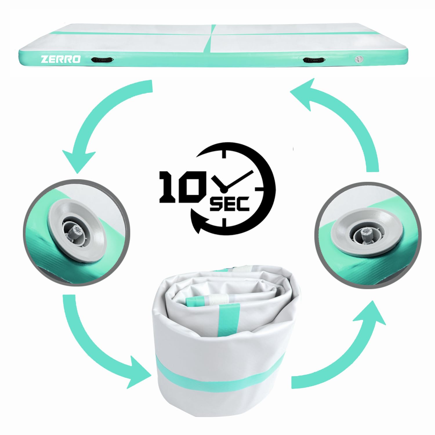 CCLIFE Tapis de Gymnastique Gonflable Avec Pompe à Air électrique Gonflage Rapideair Gymnastique Tapis Adapté Pour le fitness le yoga l'entraînement