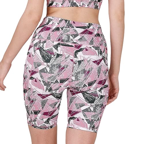 Image of SOIE Women Polyester Blend Sports Shorts High Waist Knee Length with Side Pocket Quick Dry Squat Proof Athleisure Shorts for Workout