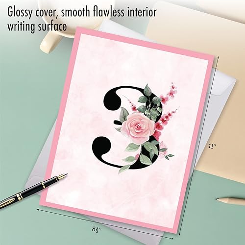 Miniatura 5 de NobleWorks - Tarjeta de felicitación de aniversario de trabajo de 3er hito de nosotros 8.5 x 11 pulgadas con sobre (paquete de 1) trabajo floral