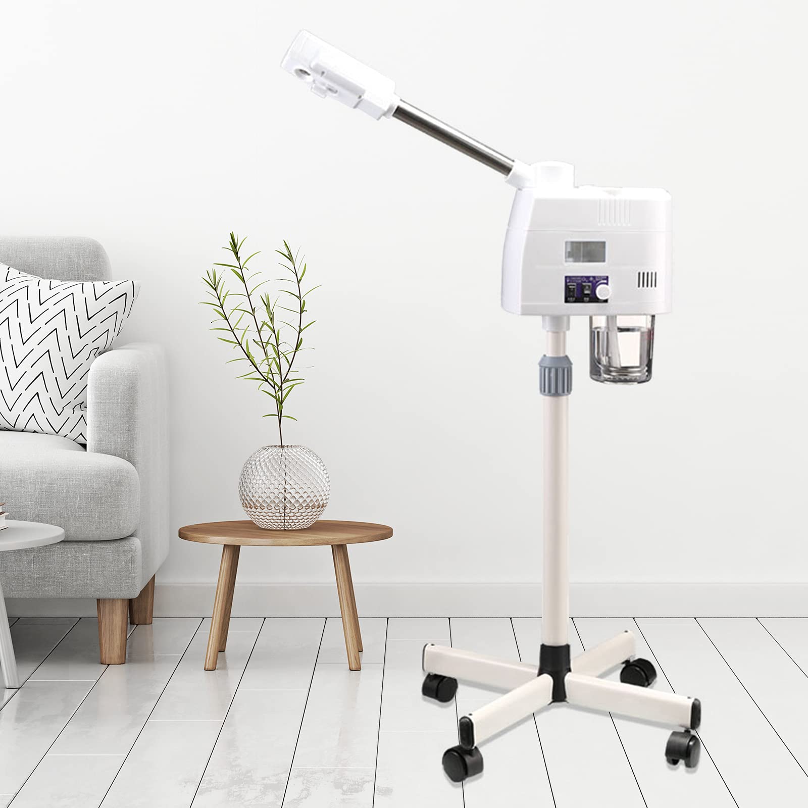 Vaporizador facial de ozono, limpiador de poros, vapor, máquina de spa, dispositivo de vapor, diseño retráctil, 4 rollos, sauna facial con función de protección contra incendios secos