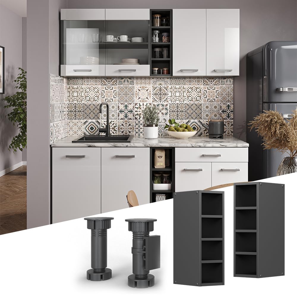 Vicco Pensile R-Line, Antracite, 20 cm, per la libera combinazione all'interno di sistemi cucina modulari