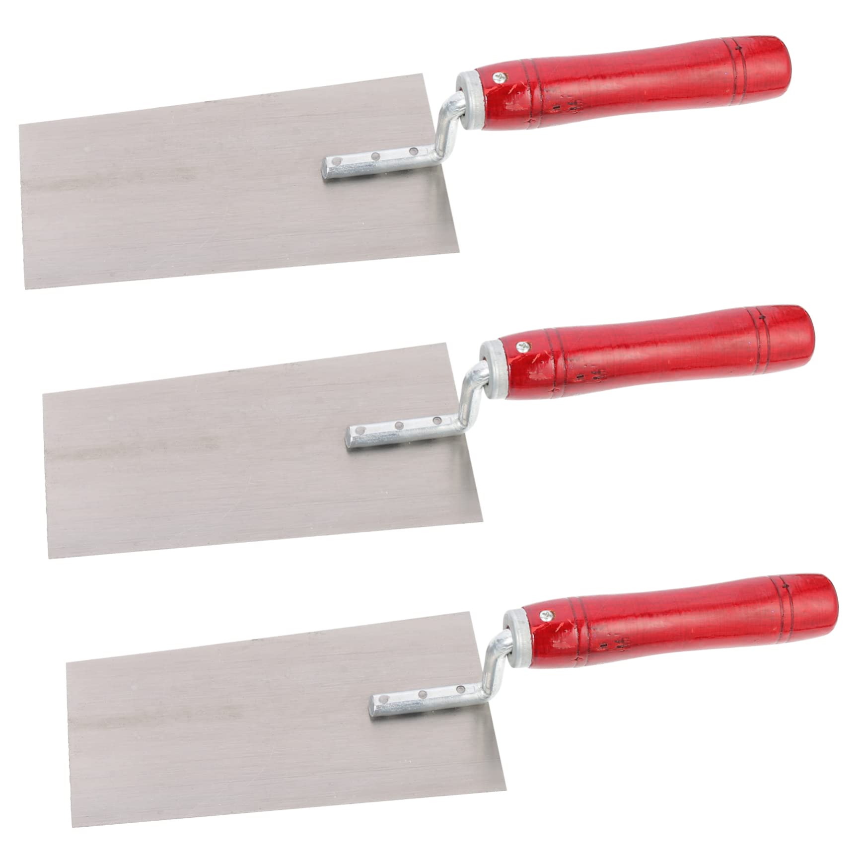 SHINEOFI Truelles à Maçonnerie Design Riveté Lot de 3 en Acier Inoxydable Manche en Bois Haute Efficacité et Résistance, pour Plâtre et Pose de Carreaux