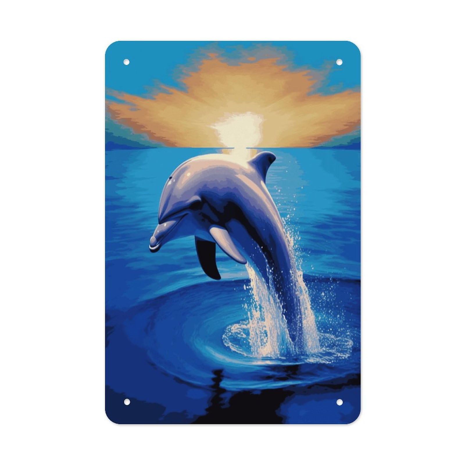 VstaDank Elegant Dolphin Metal Tin Signs Personalized Wall Art Prints Decoration Art Poster Funny Vintage Tin Sign Iron Sheet Painting Metal Signboard Decor Painting for Wall Decor