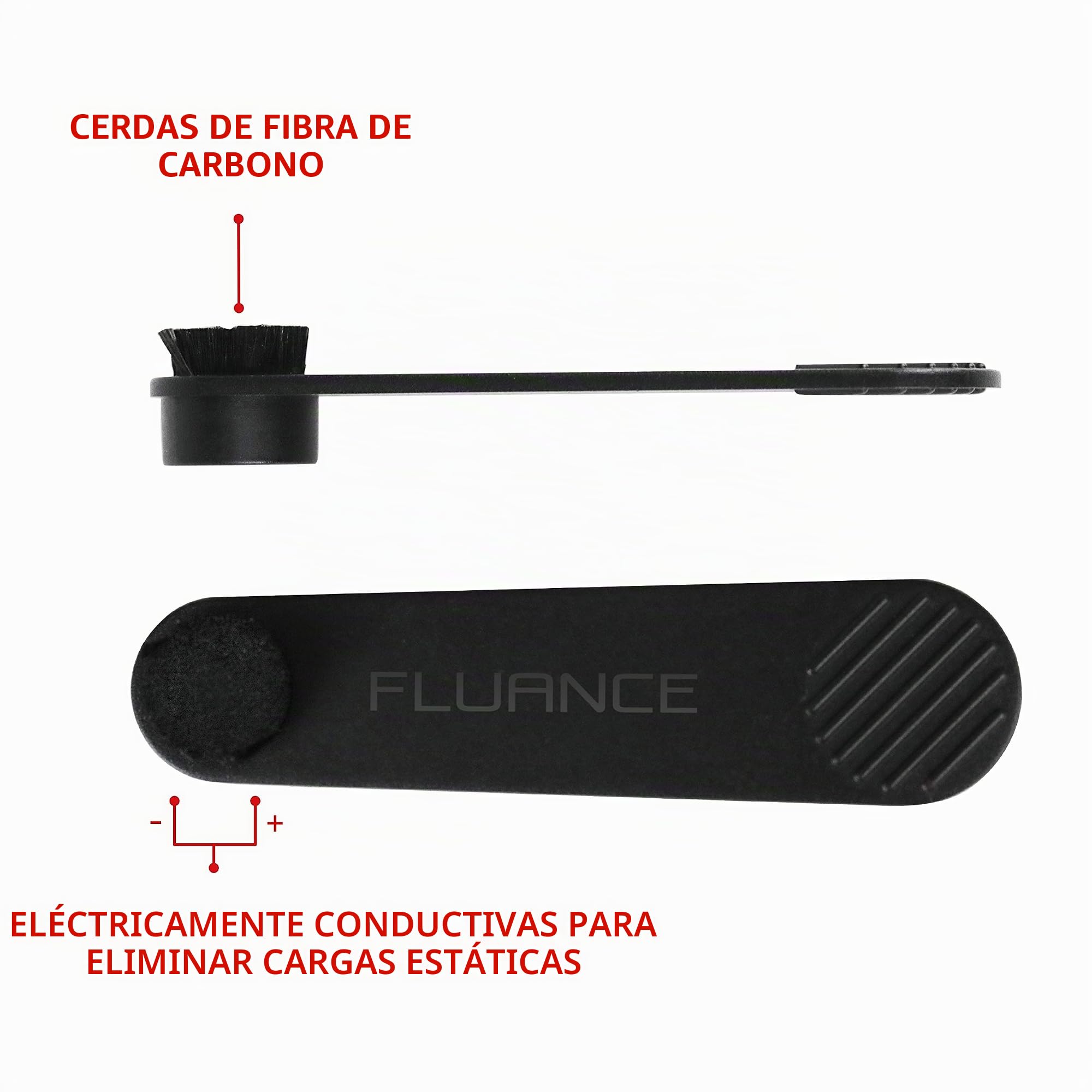 Fluance Kit de Limpieza de Discos de Vinilo y lápiz Capacitivo con Fibra de Carbono antiestática 2 en 1 y Cepillo LP de Terciopelo Suave y Cepillo para lápiz Capacitivo (VB52)
