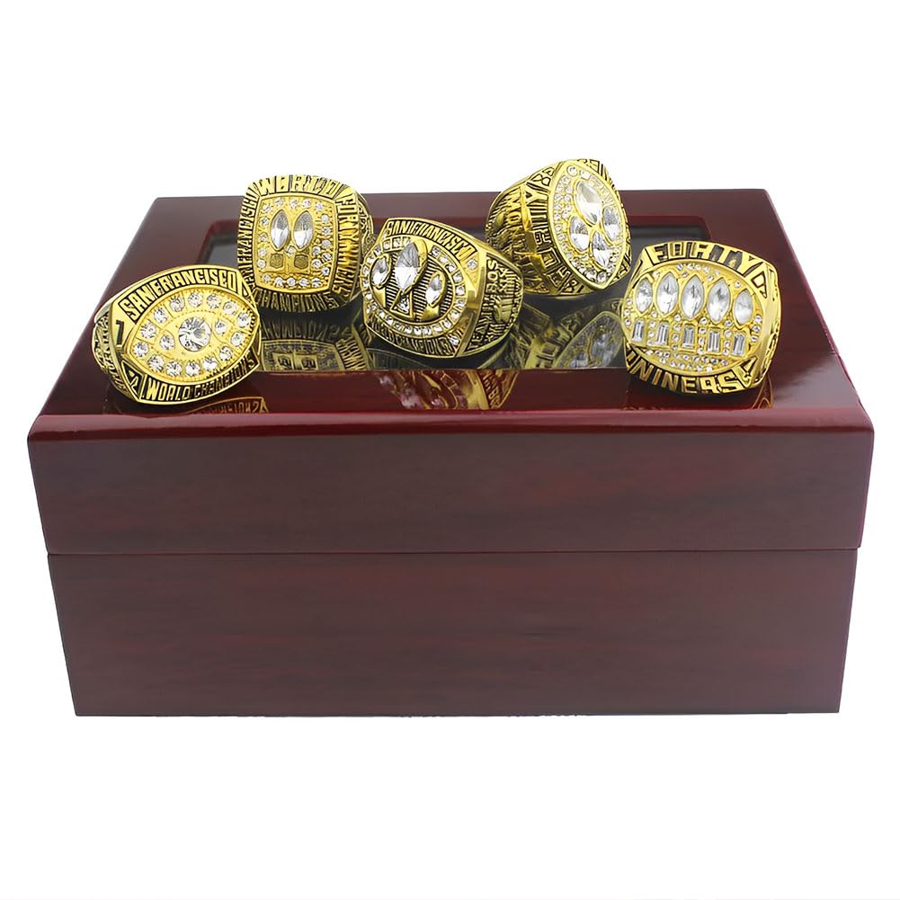 NFL-Meisterschaftsring-Set mit Display-Box, 49ers, 5-Jahres-Meisterschafts-Rugby-Champion-Ring, Super Bowl-Souvenir, einzigartige Geschenke für Cowboy-Herrenväter