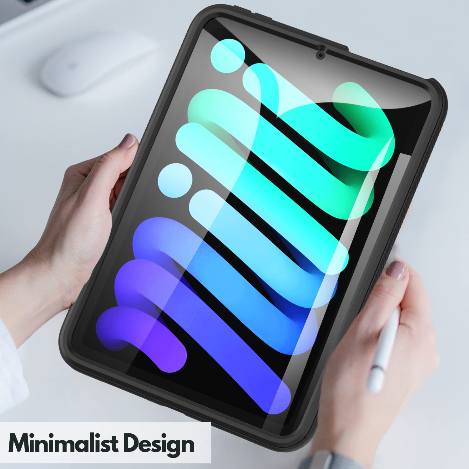 CBUS Funda para teléfono resistente con protector de pantalla integrado compatible con iPad Mini 6 (2021) 6ª generación – cuerpo completo (negro)