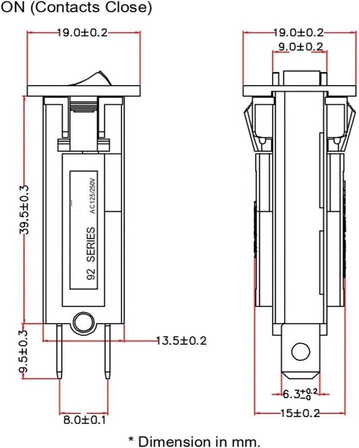Thermal Circuit Breakers, 92 Series Reset Overload Protection Switch 0.5-20A Breaker Over Current Protector(15a)