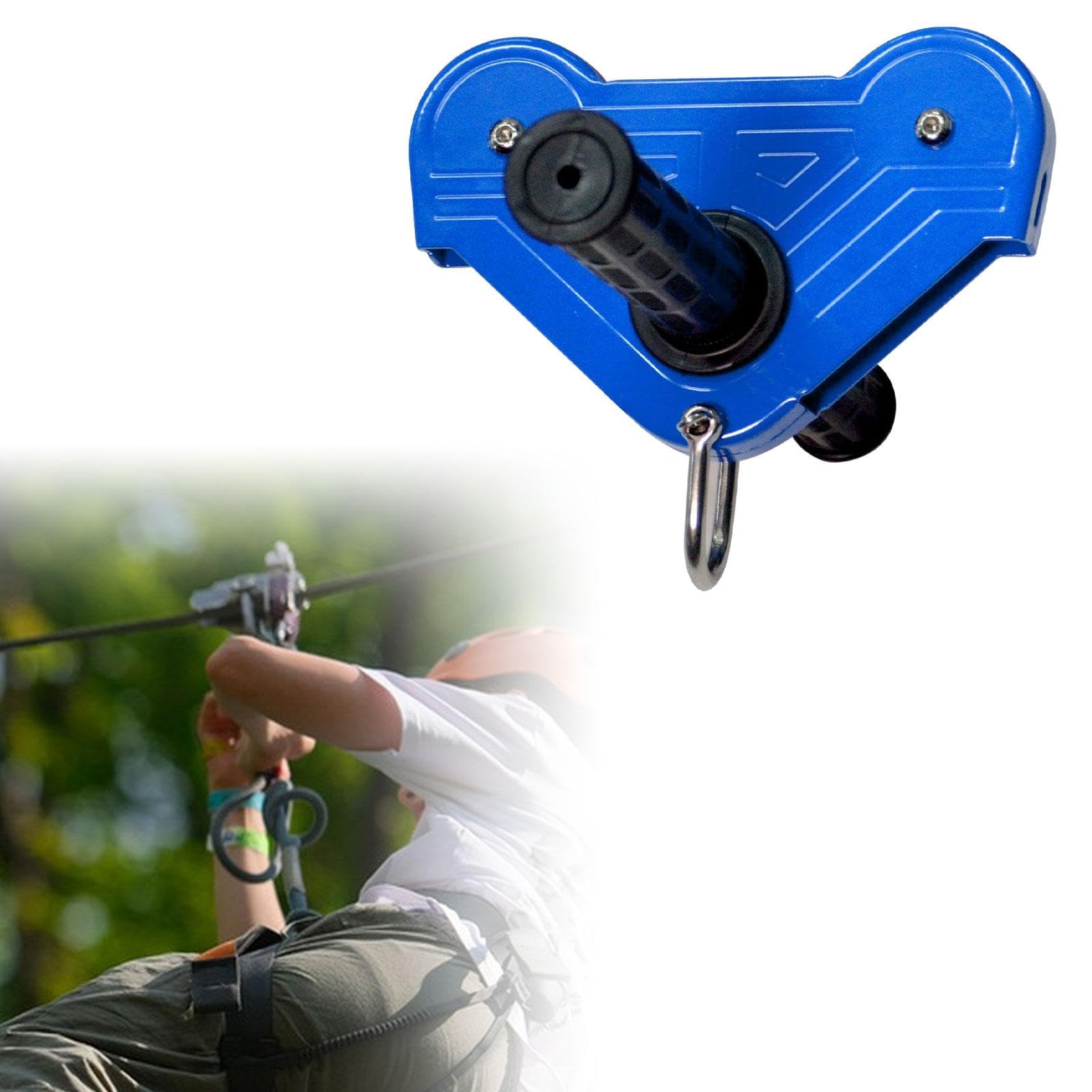 Tyrolienne pour enfants - Fournitures d'équipement - Accessoires de fermeture éclair - Poignée en câble métallique - Poulie d'extérieur pour cadeau de camping, jardin, cabane dans les arbres