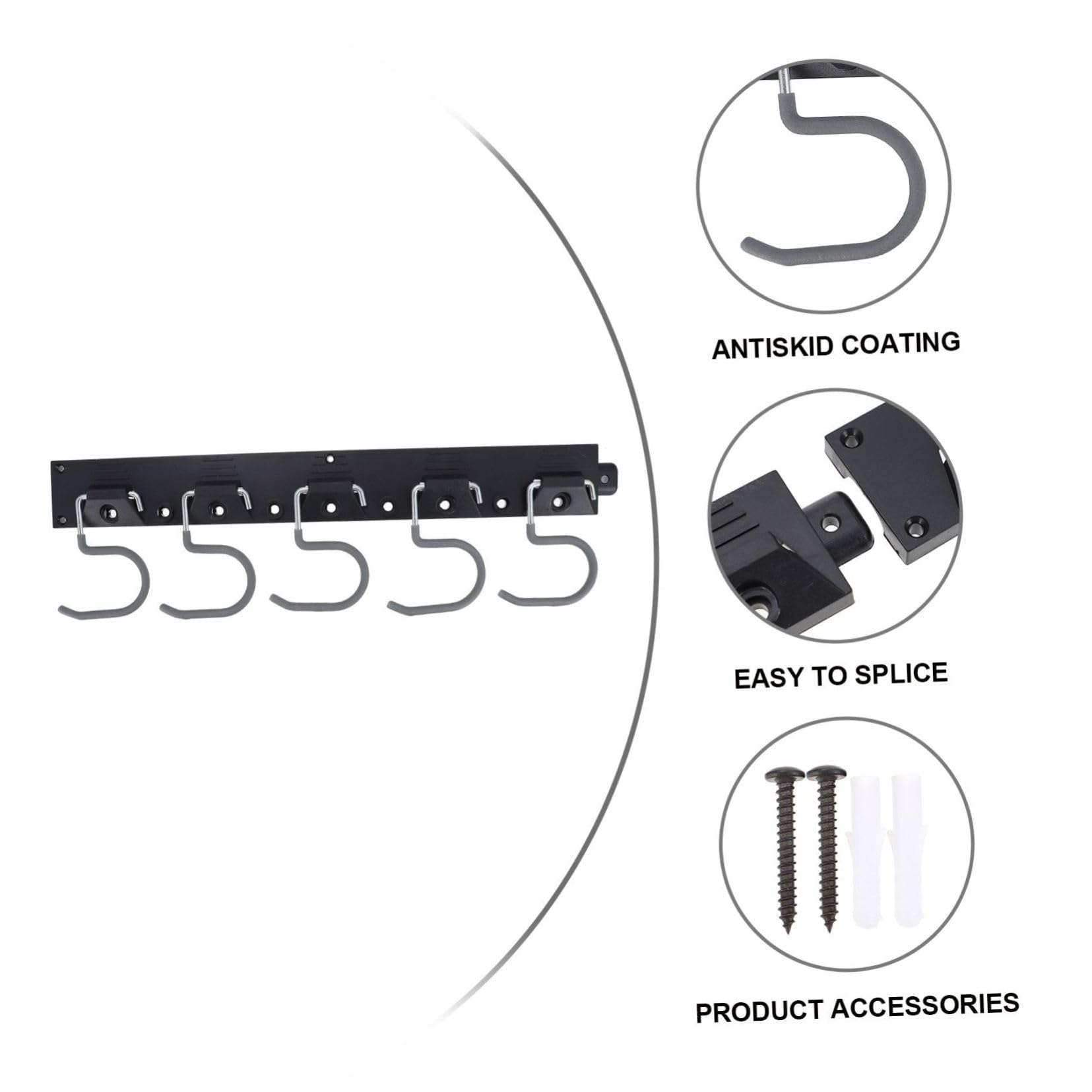 Holibanna 1 Set Set di ganci di archiviazione degli strumenti supporto da parete per riporre le scope chiave forbice wall organizer ganci per scopa da garage porta scopa da parete Metallo