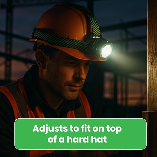 Miniatura 5 de KODIAK Linterna frontal recargable de 1000 lúmenes, lámparas LED con enfoque de empujar-tirar, 3 modos, linterna recargable, inclinación ajustable,