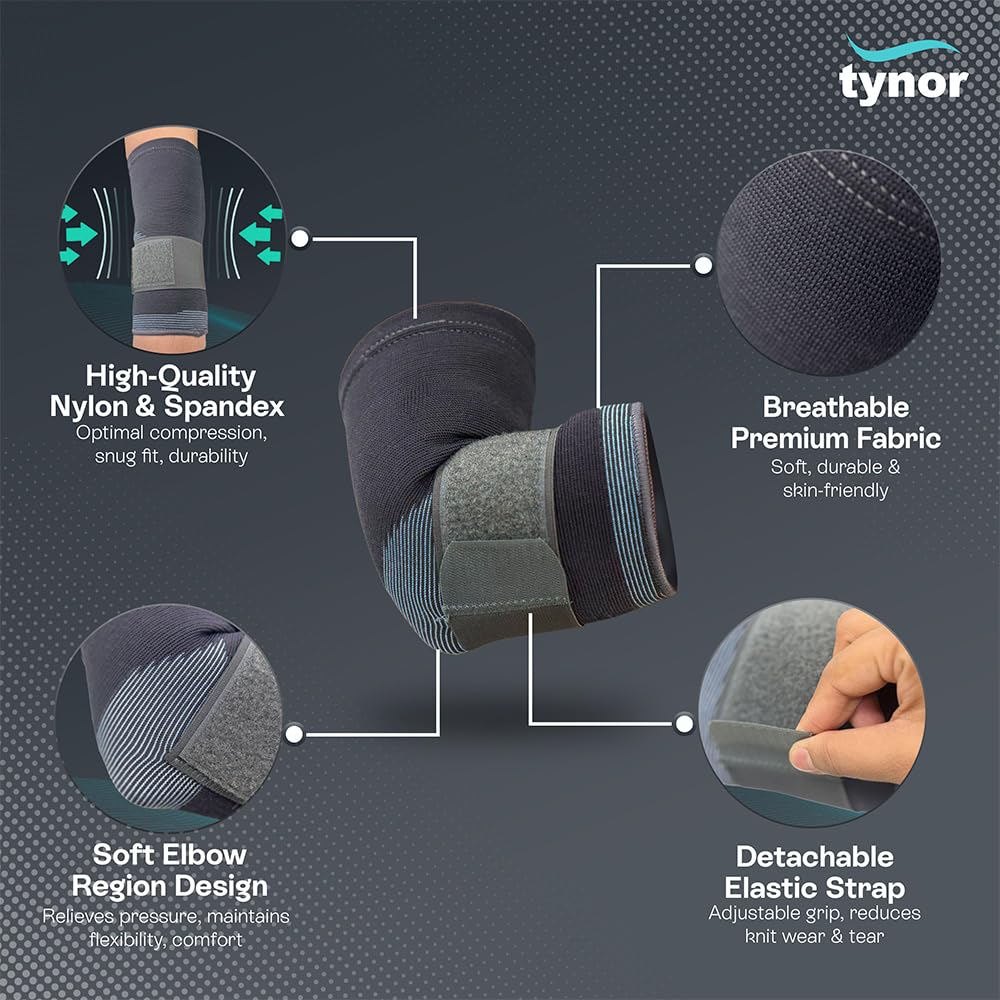 TYNOR Elbow Support, Grey, Medium, 1 Unit 1