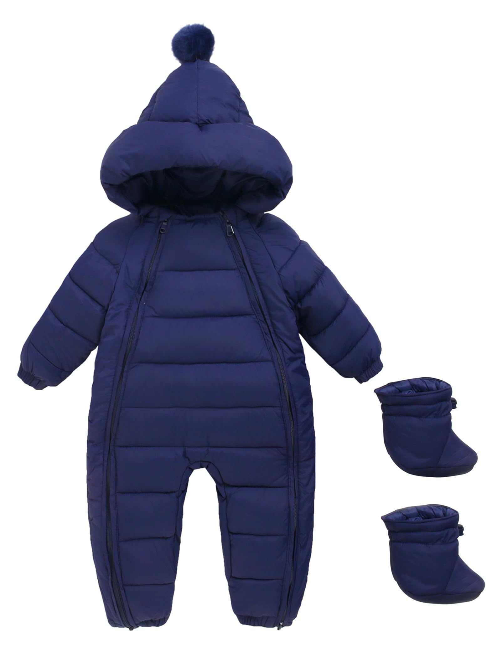 AIEOE Combinaison de Neige Bébé Avec Gants et Chaussons Fille Garçon Manteau à Capuche Jumpsuit pour Bébé Fille 0-24 Mois