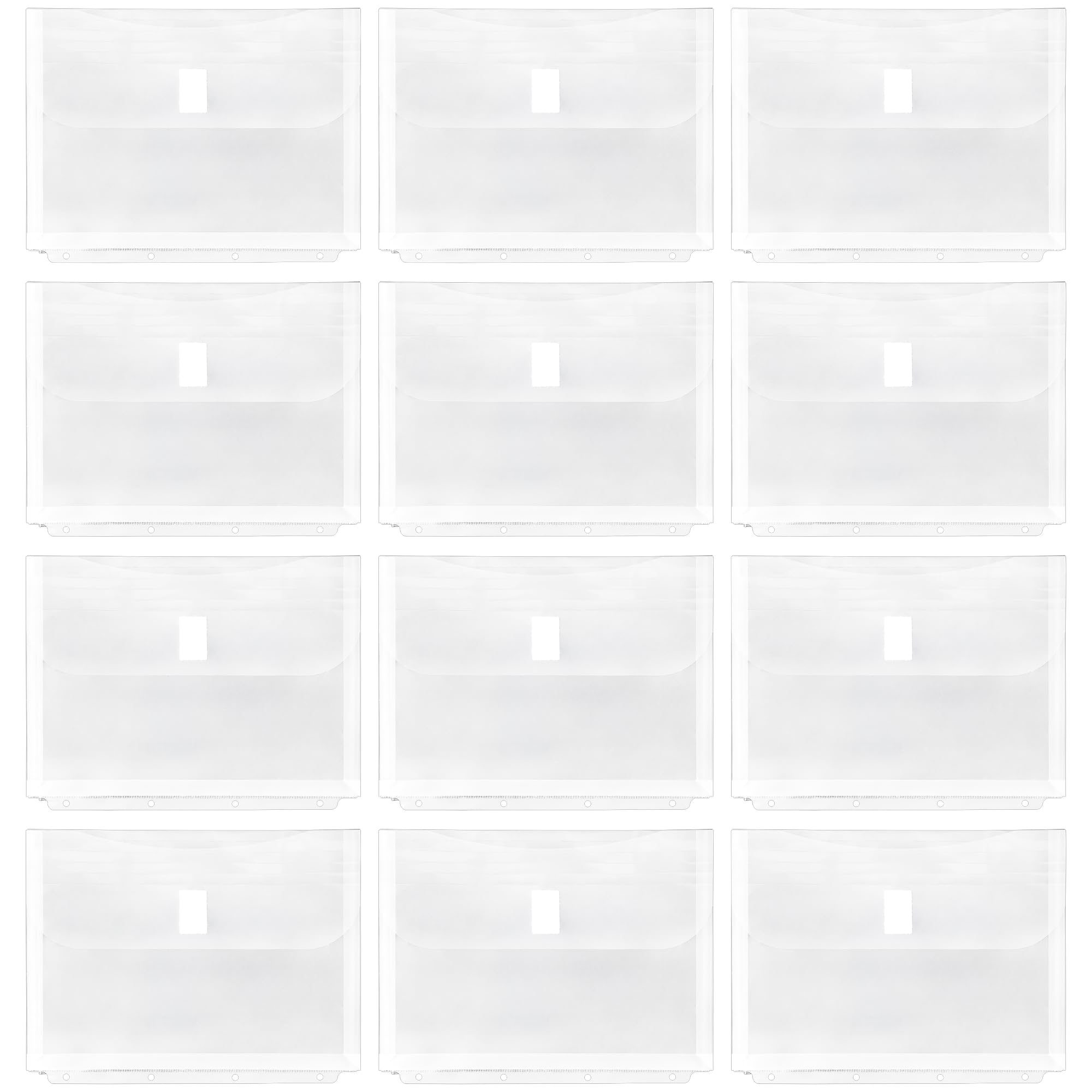 Idena 90260 Document Wallets A4 Plastic Pack of 12 Sorting Folders in Transparent with Fastener and 4 Holes Approx. 31 x 23.7 cm