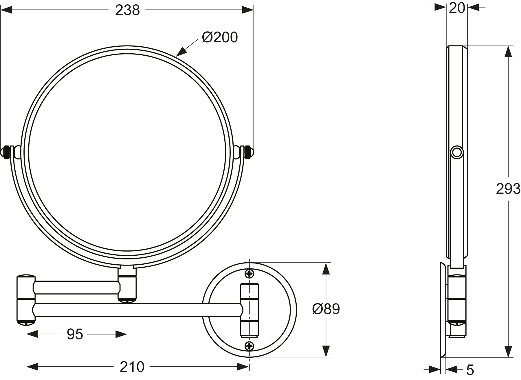Ideal Standard A9111AA Miroir cosmétique IOM Chromé