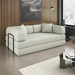 Sofá Cama Colchão Casal Compactair Confortável Sala Balaqui Cor:bege