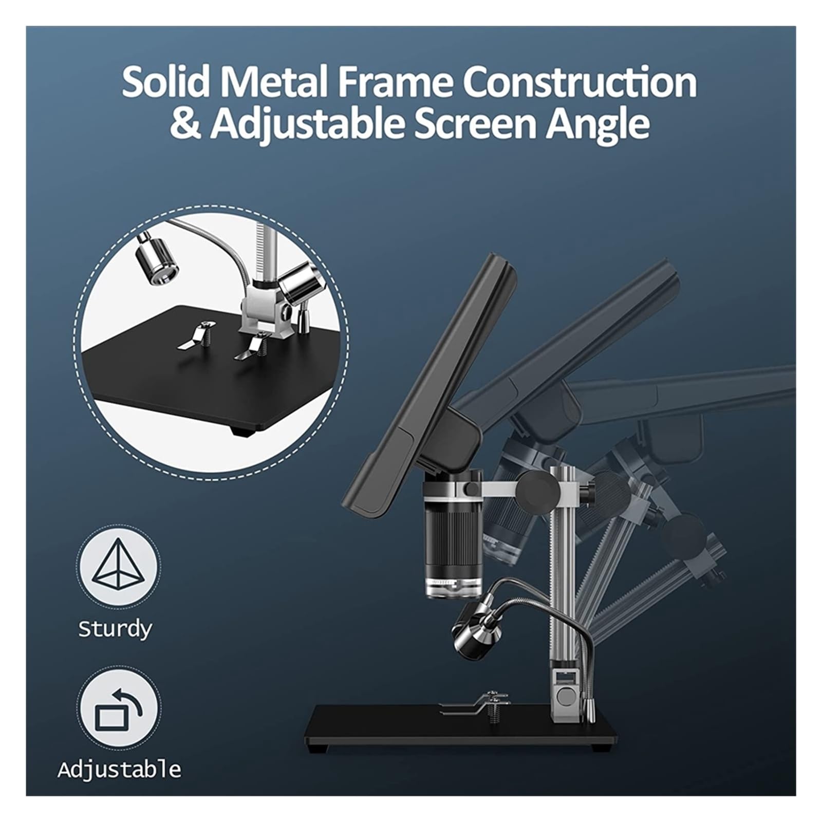 EDM12 10'' Digitalmikroskop 1300X Löten mit Metallstativ und LED-12MP 1080P-Videokamera