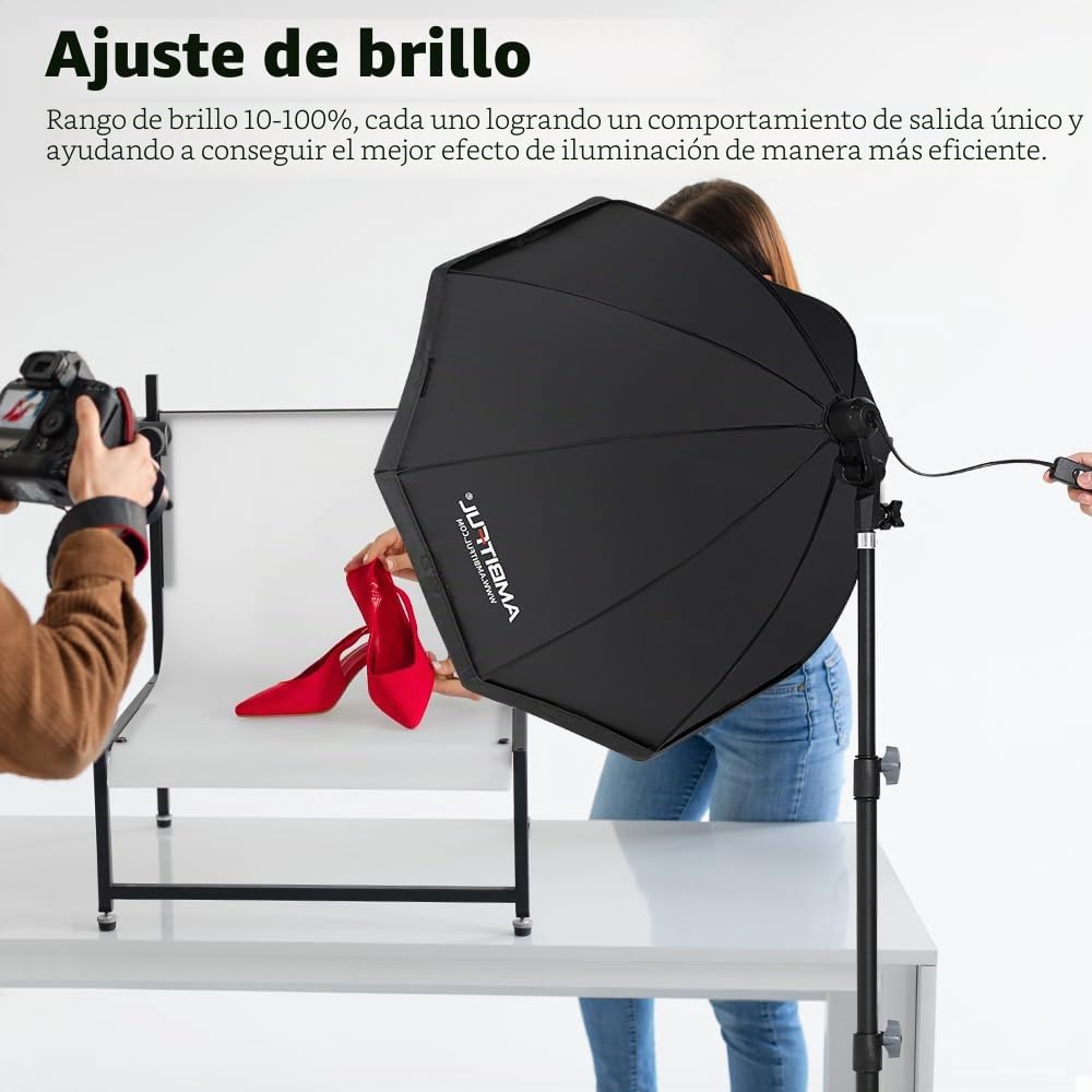 Kit de iluminación de fotografía Softbox, 2 x Kit de iluminación AMBITFUL de 65 cm con Soporte de luz de trípode de 2 m y 2 Bombillas LED Bicolor de 50 W 3000-6500 K, iluminación Continua LED