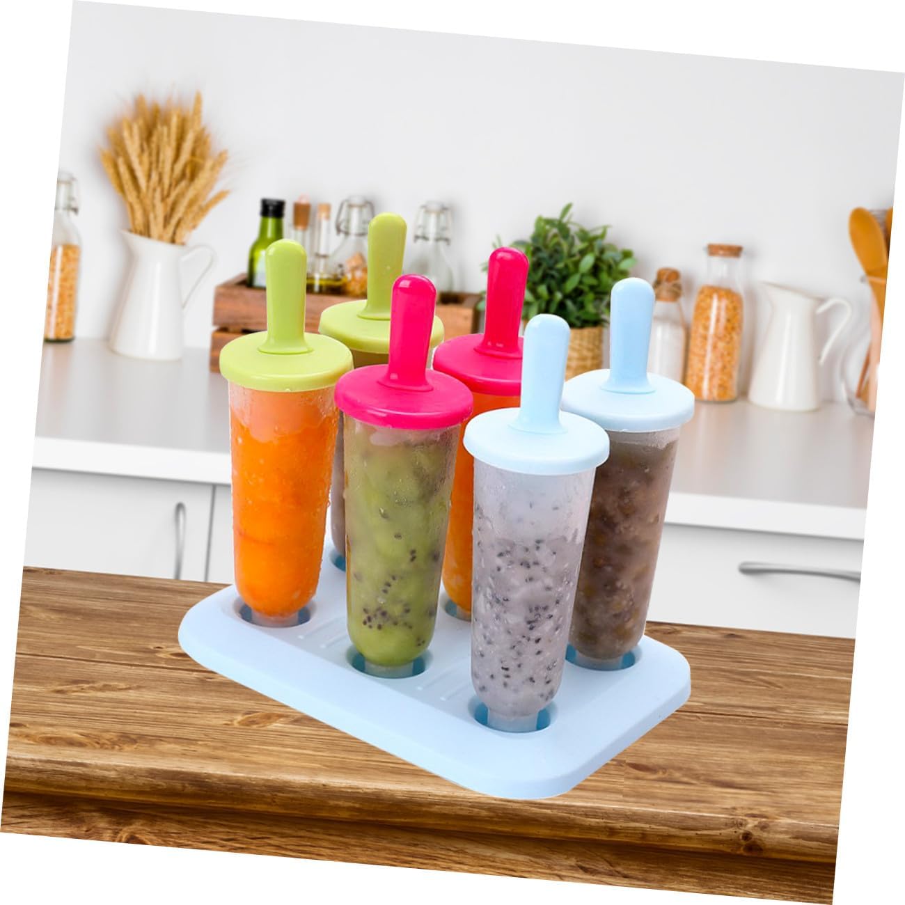 2pcs 6-grid Silicone Ice Cream Mold round Cavities DIY Ice Pop Maker for and Adults Food-grade Reusable for Homemade Chilled Treats Random Color