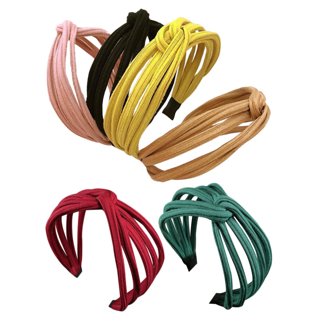 Healeved 6pezzi Fascia Larga per Capelli Donna in Tessuto Nodo Incrociato Accessori per Copricapo Adatto per Matrimoni Feste Spiagge e Uso Quotidiano