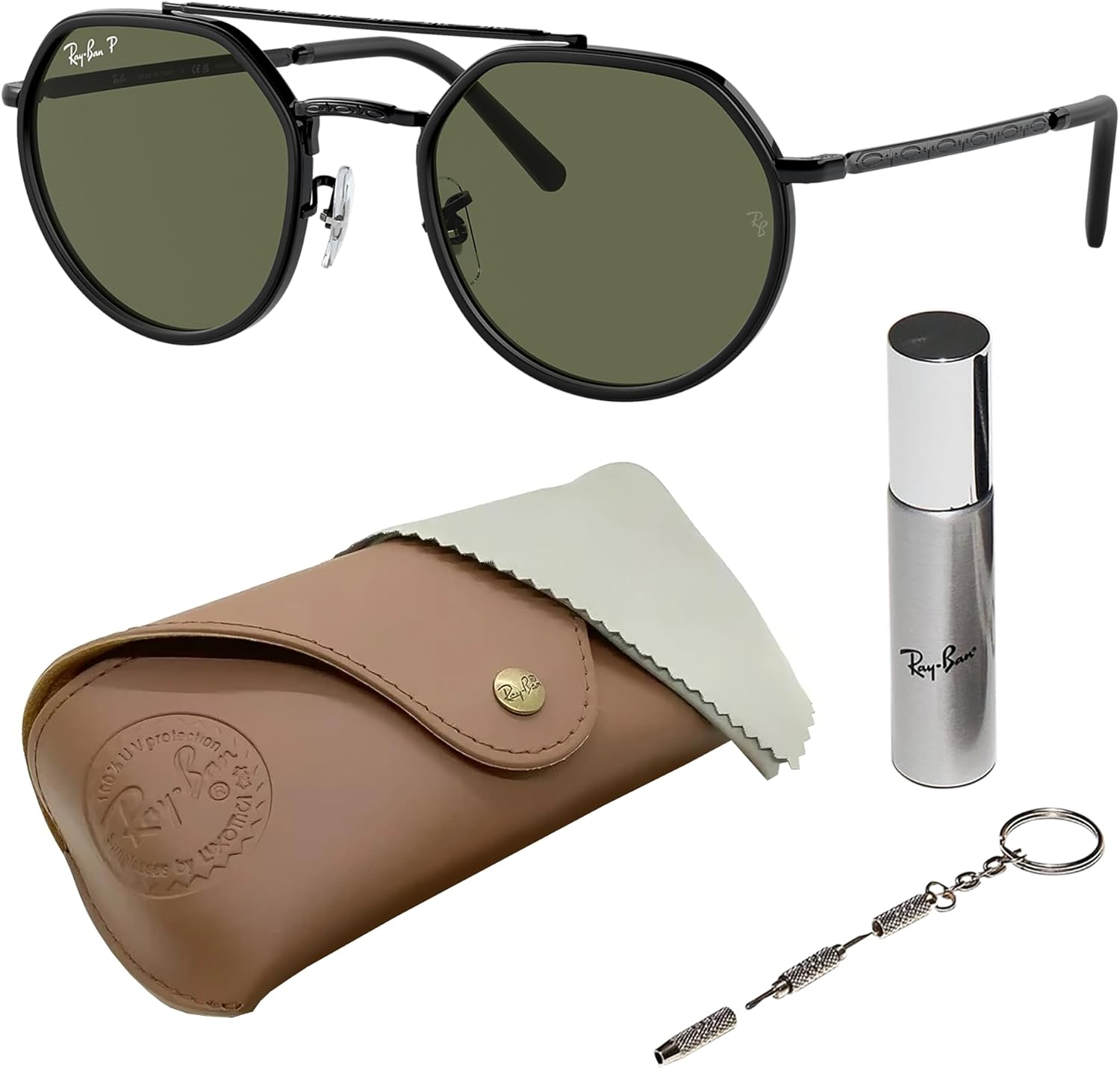 Ray-Ban RB3765 Square-Round Shaped Sunglasses for Men & Women with Official RAYBAN Eyewear Kit