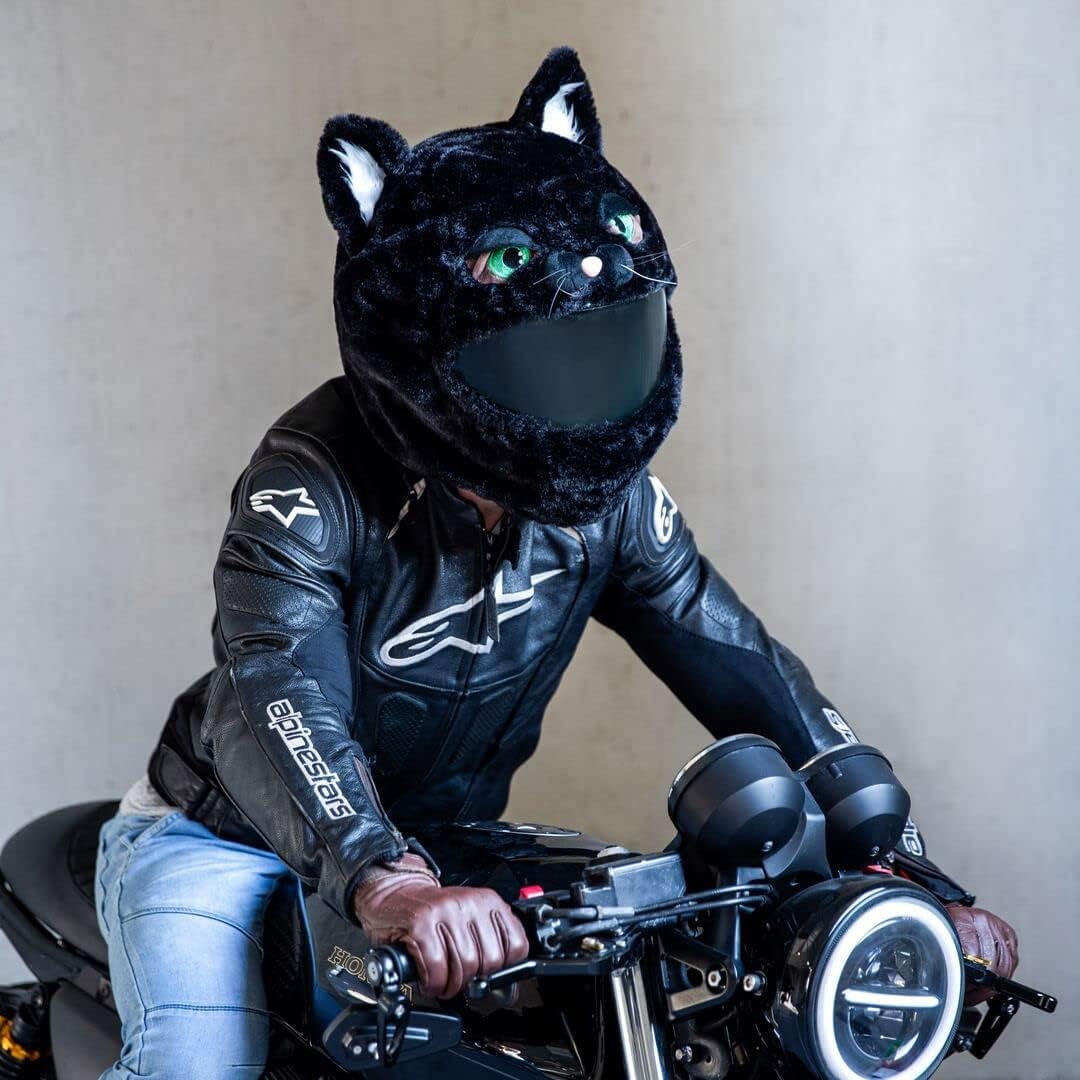 Moto Loot Helmet Cover for Motorcycle Helmet, Fun Rides and Gifts (Cover Only. Helmet Not Included) - Cat