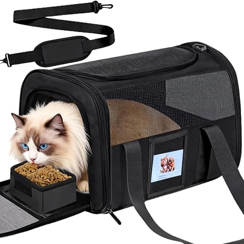 Miniatura 16 de Transportador de gatos, transportador para perros pequeños y gatos medianos, bolsa de viaje para mascotas, cachorros de hasta 15 libras, aprobado