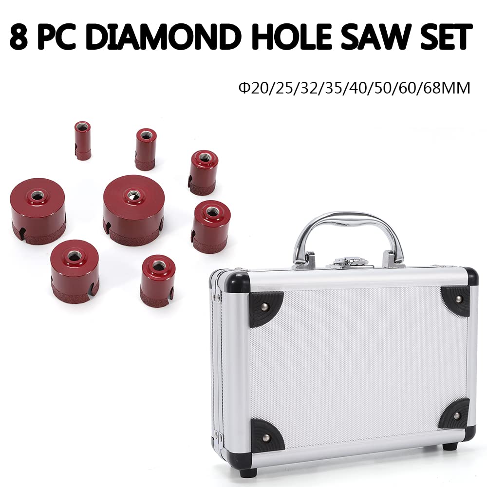 Set di 8 seghe a tazza diamantate per trapano portatile M14 20/25/32/35/40/50/60/68 mm, per gres porcellanato in granito
