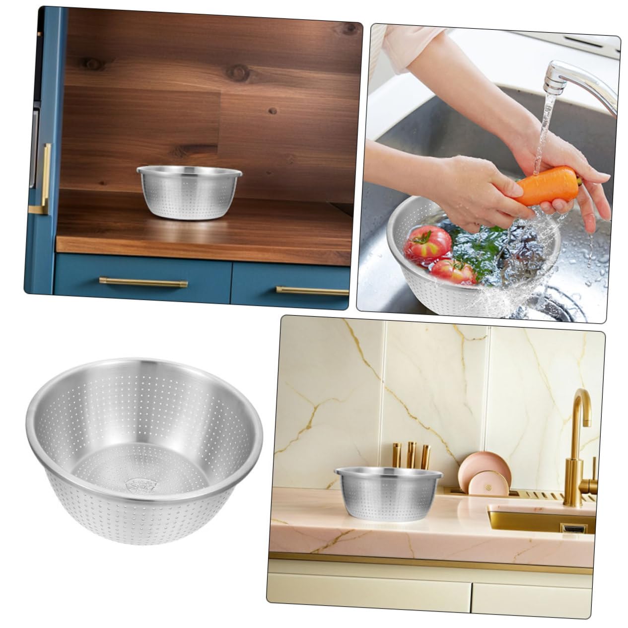 Escurridor de Alimentos de Acero Inoxidable de 26cm, Plata