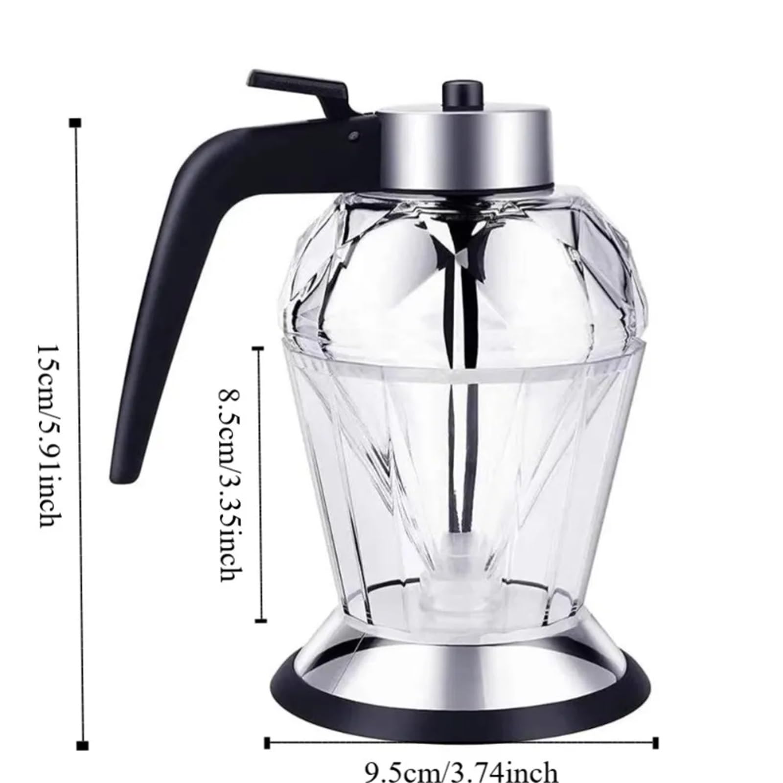 Honigspender Diamantförmiger Honigspender aus Glas, 200 ml, doppelschichtiger Öltropfer, transparent, mit Ständer for Essig und Saucen-Muffins