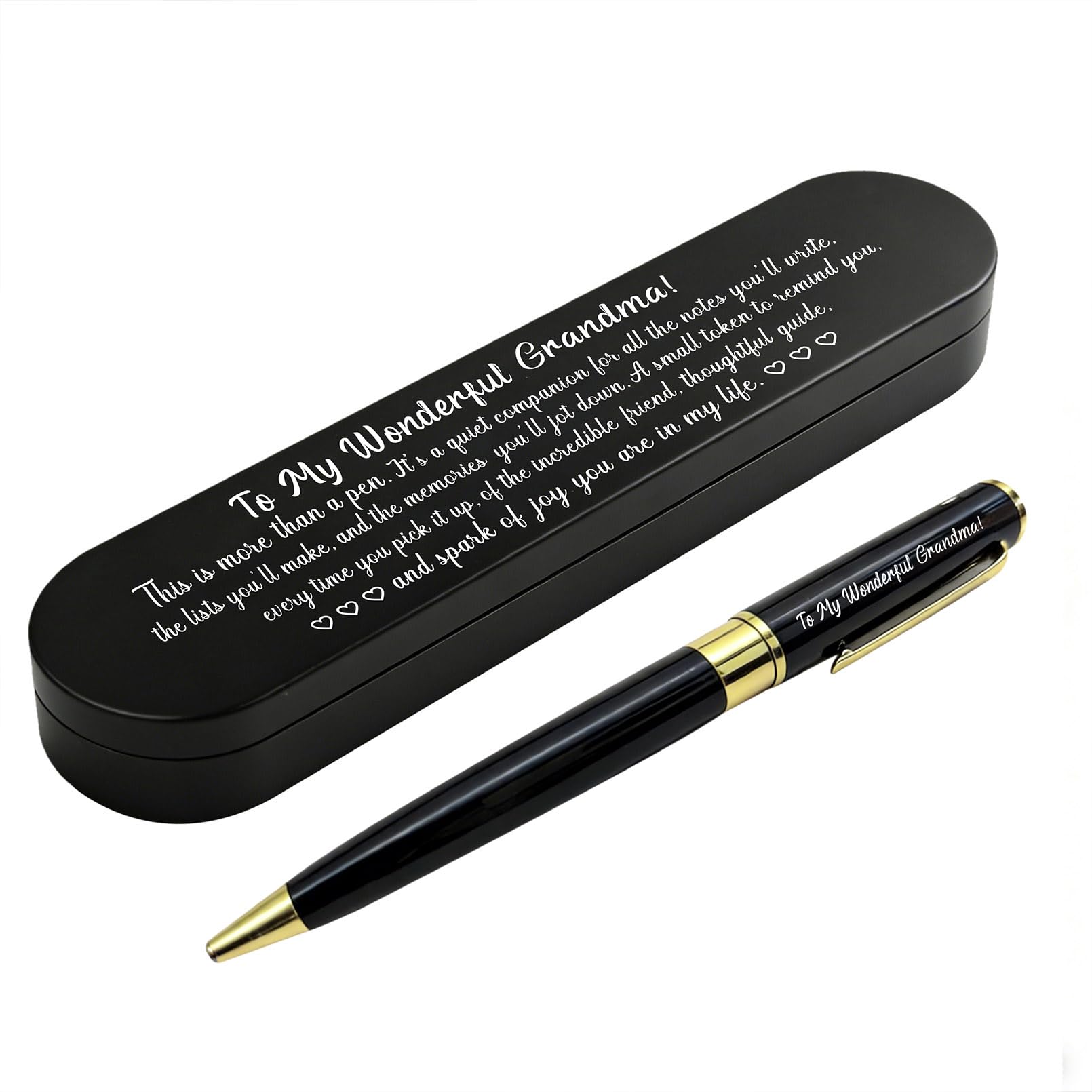 ABBNT Grandma Gifts from Grandkids, Sentimental Mothers Day Christmas Birthday Gift, Custom Engraved Ballpoint Pen with Metal Case, Perfect Grandma Keepsake Gift