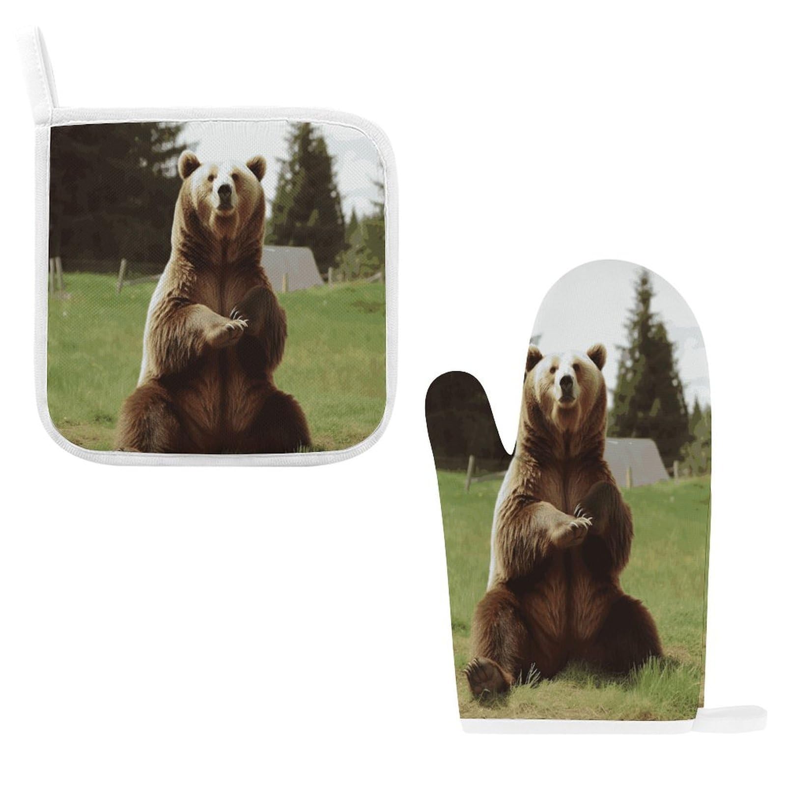 Btcowzrv Style Hi Bear Sit On The Lawn Oven Mitts And Pot Holders 2Pcs Set