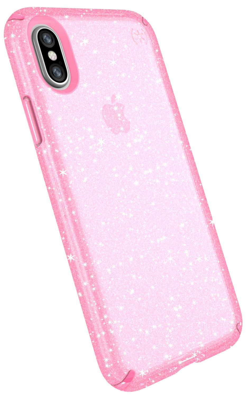 Speck Products Compatible Phone Case for Apple iPhone XS/iPhone X, PRESIDIO CLEAR + GLITTER Case, Bella Pink with Gold Glitter/Bella Pink