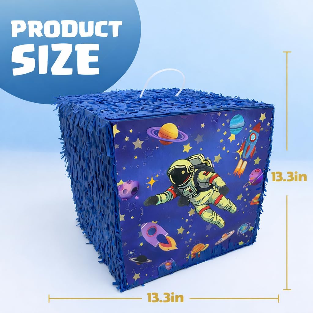 Space Astronaut Rocket Gaming 13” Piñata Storage Glowing Box Perfect for Birthdays, Parties, Gaming - Large
