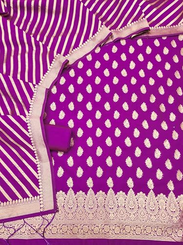 Image of DEVANGI Women's Banarasi Silk Unstitched Salwar Suit Dress Material With Dupatta
