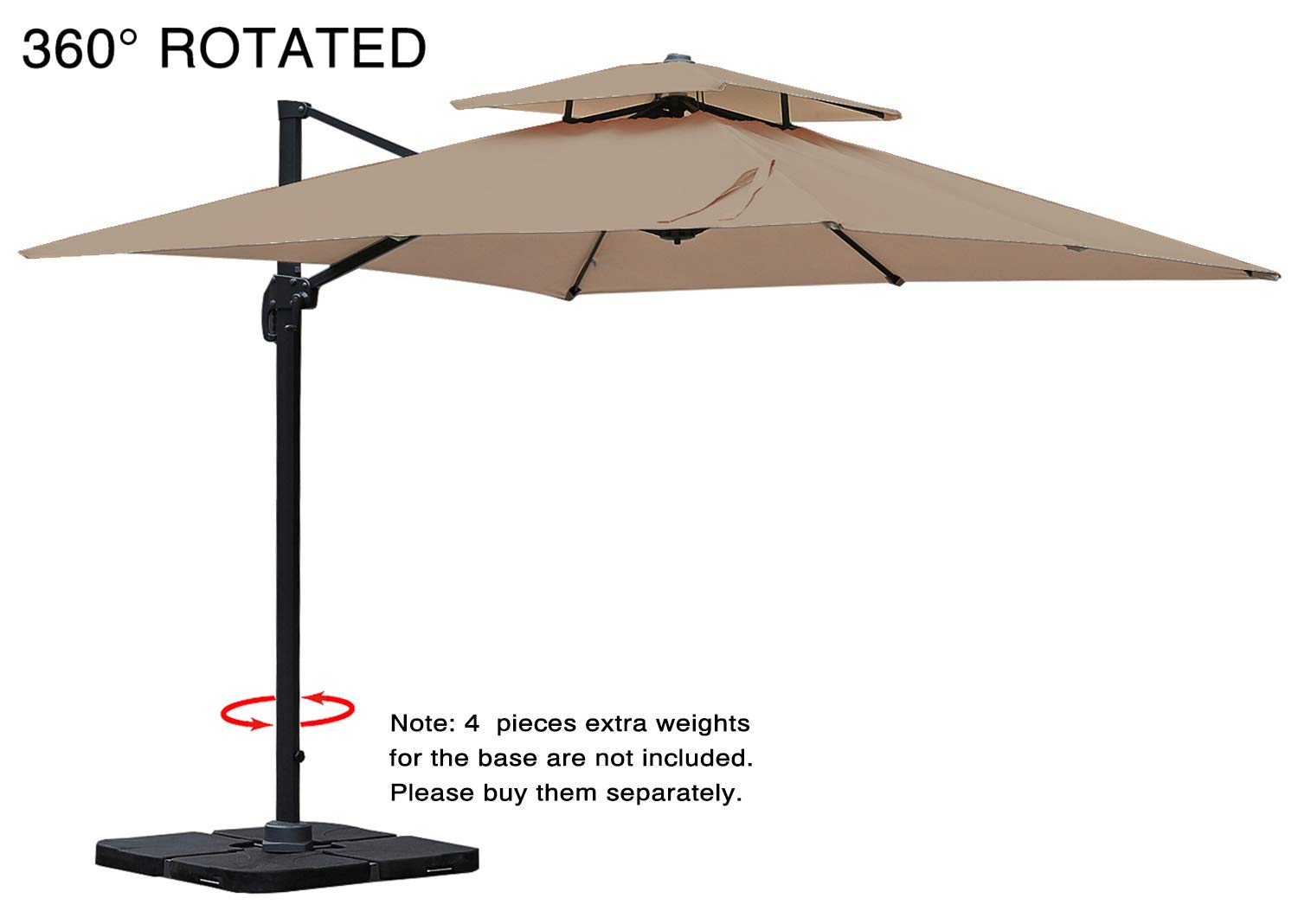 Amazon Com Mefo Garden 10 By 10 Feet Offset Cantilever Umbrella 360 Rotated Outdoor Patio Umbrella With Dual Vented Canopy For Garden Backyard With Cross Base 250gsm Square Canopy Tan Garden Outdoor