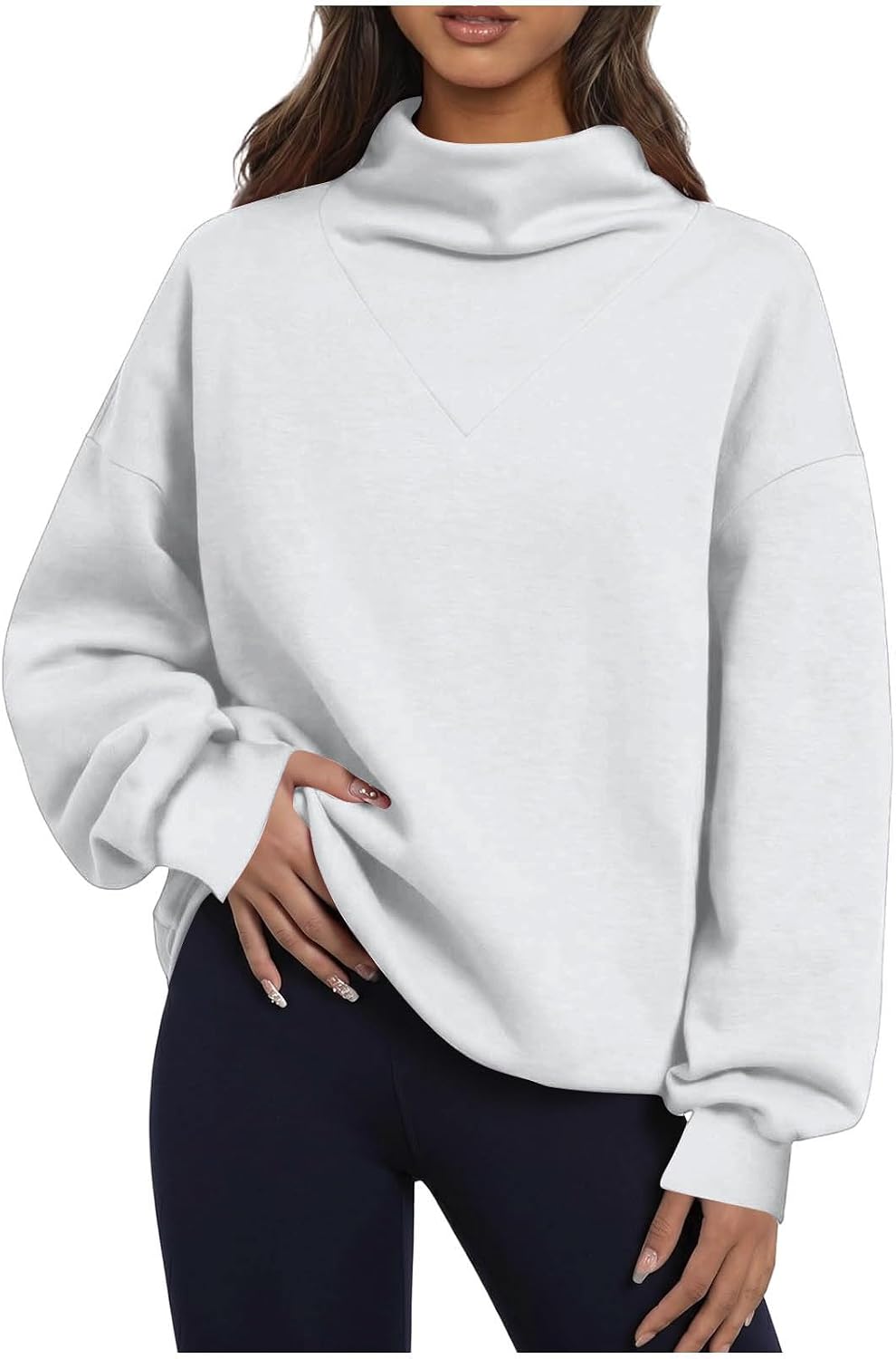 Mock Neck Sweatshirt Women Oversized Pullover Long Sleeve Fall active Tops